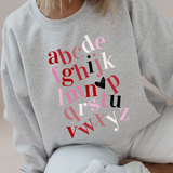 Alphabet I Heart You Crewneck Sweatshirt