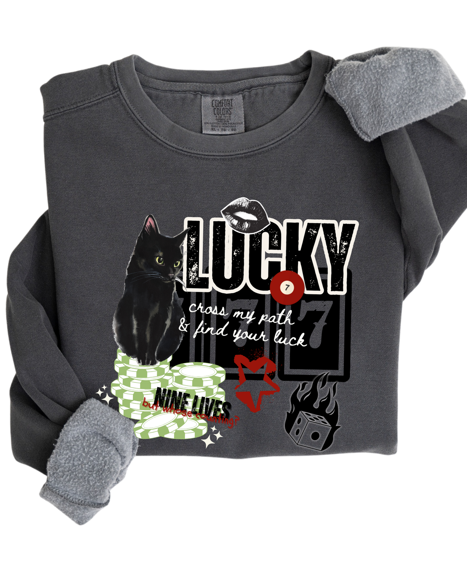 Lucky Black Cat Crewneck Sweatshirt